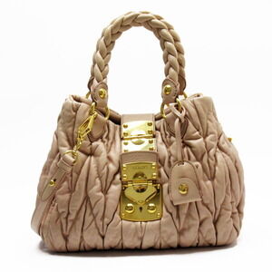 Miu Miu handbag shoulder bag Matelass Beige Tan gold leather